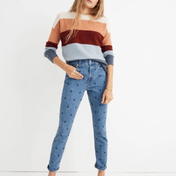 Madewell Jeans Womens Size 27‎ Boyjean Starry Night Print Star Print High Rise - Picture 1 of 16